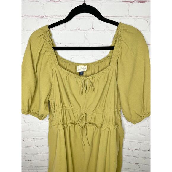 Universal Thread Moss Green Peasant Dress Womens Large Short Sleeve - Picture 6 of 8